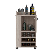 Load image into Gallery viewer, Bar Cart with Casters Reese, Six Wine Cubbies and Single Door, Light Gray Finish-3
