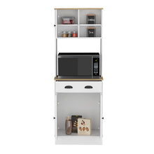 Load image into Gallery viewer, Microwave Storage Stand with 3-Doors and Drawer Arlington, White / Macadamia Finish-3
