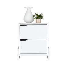 Load image into Gallery viewer, Nightstand Brookland, Bedside Table with Double Drawers and Sturdy Base, White / Macadamia Finish-3
