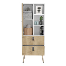 Load image into Gallery viewer, Tall Dresser Magness, Two Drawers, Three Shelves, White / Macadamia Finish-4
