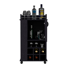 Load image into Gallery viewer, Bar Cart with Casters Reese, Six Wine Cubbies and Single Door, Black Wengue Finish-3
