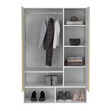 Load image into Gallery viewer, Armoire Barletta, Double Door, Hanging Rod, Light Oak / White Finish-6
