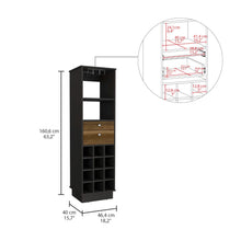 Load image into Gallery viewer, Bar Cabinet Bureck, Two Drawers, Twelve Wine Cubbies, Black Wengue / Walnut Finish-8
