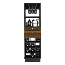 Load image into Gallery viewer, Bar Cabinet Bureck, Two Drawers, Twelve Wine Cubbies, Black Wengue / Walnut Finish-2

