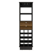 Load image into Gallery viewer, Bar Cabinet Bureck, Two Drawers, Twelve Wine Cubbies, Black Wengue / Walnut Finish-5
