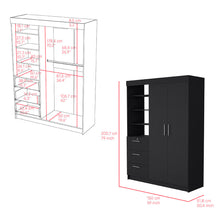 Load image into Gallery viewer, Kenya 2 Piece Bedroom Set, Armoire + Nightstand, Black Wengue Finish-4
