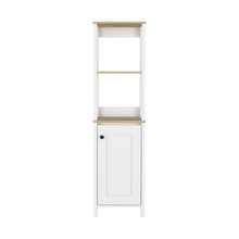 Load image into Gallery viewer, Linen Cabinet Jannes, Two Open Shelves, Single Door, Light Oak / White Finish-2
