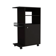 Load image into Gallery viewer, Kitchen Cart Kryot, Single Door Cabinet, Four Casters, Black Wengue Finish-5
