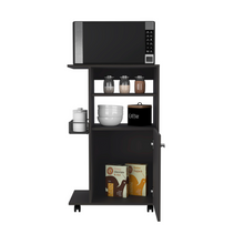Load image into Gallery viewer, Kitchen Cart Kryot, Single Door Cabinet, Four Casters, Black Wengue Finish-2
