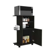 Load image into Gallery viewer, Kitchen Cart Kryot, Single Door Cabinet, Four Casters, Black Wengue Finish-4
