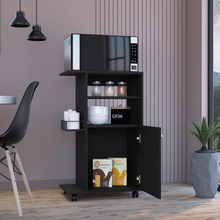 Load image into Gallery viewer, Kitchen Cart Kryot, Single Door Cabinet, Four Casters, Black Wengue Finish-1

