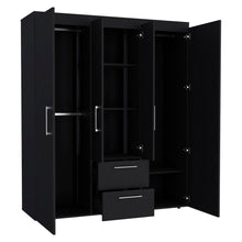 Load image into Gallery viewer, Armoire Elma, Two Drawers, Three Cabinets, Black Wengue Finish-4
