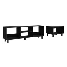 Load image into Gallery viewer, 2pc Living Room Set Millville, Coffe Table, Tv Rack, Four Shelves, Black Wengue Finish-4
