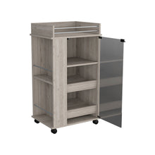 Load image into Gallery viewer, Bar Cart with Two-Side Shelves Beaver, Glass Door and Upper Surface, Light Gray Finish-5

