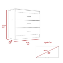 Load image into Gallery viewer, Three Drawer Dresser Lial, Superior Top, Metal Hardware, Light Gray / White Finish-7
