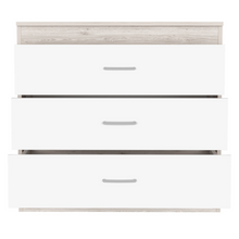 Load image into Gallery viewer, Three Drawer Dresser Lial, Superior Top, Metal Hardware, Light Gray / White Finish-4
