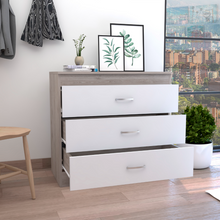 Load image into Gallery viewer, Three Drawer Dresser Lial, Superior Top, Metal Hardware, Light Gray / White Finish-1
