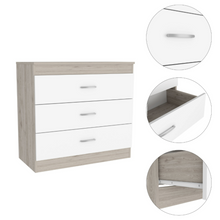 Load image into Gallery viewer, Three Drawer Dresser Lial, Superior Top, Metal Hardware, Light Gray / White Finish-6
