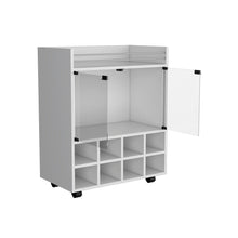 Load image into Gallery viewer, Bar Cart Philadelphia, Slot Bottle Rack, Double Glass Door Showcase and Aluminum-Edged Top, White Finish-4
