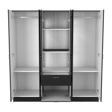 Load image into Gallery viewer, Six Doors Armoire Maya, One Drawer, Black Wengue / White Finish-4
