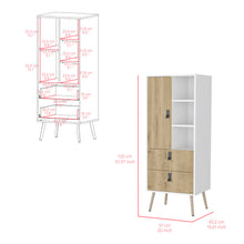 Load image into Gallery viewer, Tall Dresser Magness, Two Drawers, Three Shelves, White / Macadamia Finish-6
