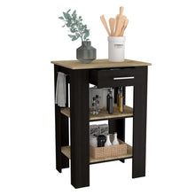 Load image into Gallery viewer, Kitchen Island 23 Inches Dozza with Single Drawer and Two-Tier Shelves, Black Wengue / Light Oak Finish-4
