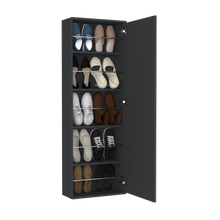 Load image into Gallery viewer, Wall Mounted Shoe Rack With Mirror Chimg, Single Door, Black Wengue Finish-3
