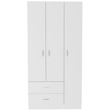 Load image into Gallery viewer, Three Door Armoire Clark, Metal Rod, White Finish-5

