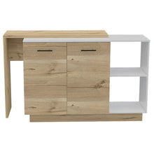 Load image into Gallery viewer, Kitchen Island Ohio, Double Door Cabinets, White / Light Oak Finish-5
