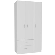 Load image into Gallery viewer, Three Door Armoire Clark, Metal Rod, White Finish-4

