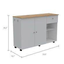 Load image into Gallery viewer, Kitchen Island Cart Indiana, Four Interior Shelves, White / Light Oak Finish-3
