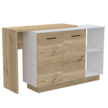 Load image into Gallery viewer, Kitchen Island Ohio, Double Door Cabinets, White / Light Oak Finish-3

