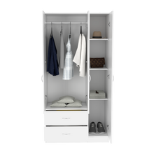 Load image into Gallery viewer, Three Door Armoire Clark, Metal Rod, White Finish-2
