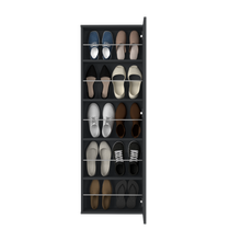 Load image into Gallery viewer, Wall Mounted Shoe Rack With Mirror Chimg, Single Door, Black Wengue Finish-4
