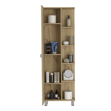 Load image into Gallery viewer, Corner Cabinet Womppi, Five Open Shelves, Single Door, Light Oak Finish-2
