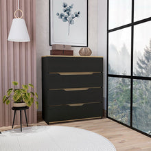 Load image into Gallery viewer, Dresser Oboe, Superior Top, Four Drawers, Black Wengue/ Light Oak Finish-0
