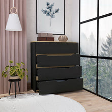 Load image into Gallery viewer, Dresser Oboe, Superior Top, Four Drawers, Black Wengue/ Light Oak Finish-1
