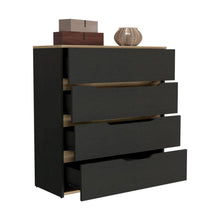Load image into Gallery viewer, Dresser Oboe, Superior Top, Four Drawers, Black Wengue/ Light Oak Finish-4
