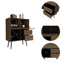 Load image into Gallery viewer, Bar Octupos, One Cabinet, Two Drawers, Mahogany / Black Wengue Finish-6
