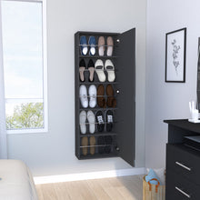 Load image into Gallery viewer, Wall Mounted Shoe Rack With Mirror Chimg, Single Door, Black Wengue Finish-1
