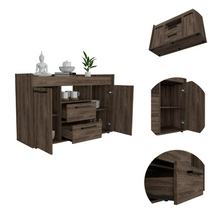 Load image into Gallery viewer, Sideboard Perssiu, Two Drawers, Double Door Cabinets, Dark Walnut Finish-6
