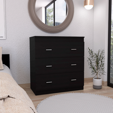 Load image into Gallery viewer, Three Drawer Dresser Litress, Metal Handles, Black Wengue Finish-0
