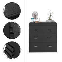 Load image into Gallery viewer, Three Drawer Dresser Litress, Metal Handles, Black Wengue Finish-6
