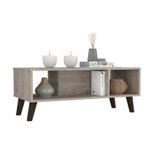 Load image into Gallery viewer, Coffee Table Plex, Two Open Shelves, Four Legs, Light Gray Finish-3

