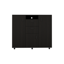Load image into Gallery viewer, Double Door Cabinet Dresser Quizz, Two Drawers, Single Cabinet, Rod, Black Wengue Finish-3
