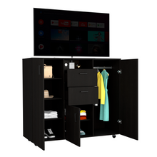 Load image into Gallery viewer, Double Door Cabinet Dresser Quizz, Two Drawers, Single Cabinet, Rod, Black Wengue Finish-4

