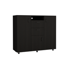 Load image into Gallery viewer, Double Door Cabinet Dresser Quizz, Two Drawers, Single Cabinet, Rod, Black Wengue Finish-5
