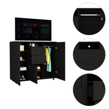 Load image into Gallery viewer, Double Door Cabinet Dresser Quizz, Two Drawers, Single Cabinet, Rod, Black Wengue Finish-6
