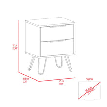 Load image into Gallery viewer, Nightstand Skyoner 2, Harpin Legs, Two Drawers, White Finish-7
