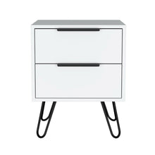 Load image into Gallery viewer, Nightstand Skyoner 2, Harpin Legs, Two Drawers, White Finish-5
